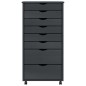 vidaXL Rollschrank mit Schubladen MOSS Grau Massivholz Kiefer