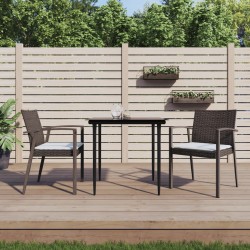 vidaXL Gartenstühle mit Kissen 2 Stk. Braun 56,5x57x83 cm Poly Rattan