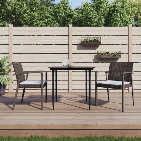vidaXL Gartenstühle mit Kissen 2 Stk. Braun 56,5x57x83 cm Poly Rattan