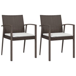 vidaXL Gartenstühle mit Kissen 2 Stk. Braun 56,5x57x83 cm Poly Rattan