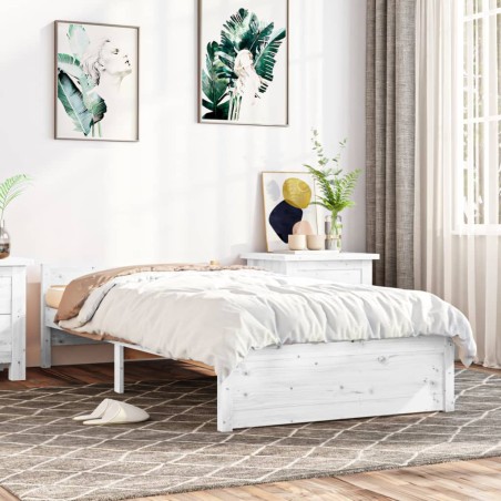 vidaXL Massivholzbett Weiß 75x190 cm