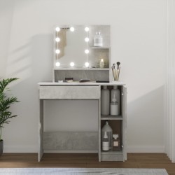 vidaXL Schminktisch mit LED Betongrau 86,5x35x136 cm