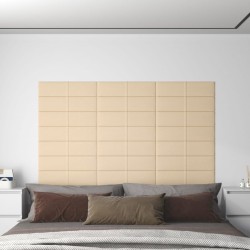 Wandpaneele 12 Stk. Creme 60x15 cm Stoff 1,08 m²
