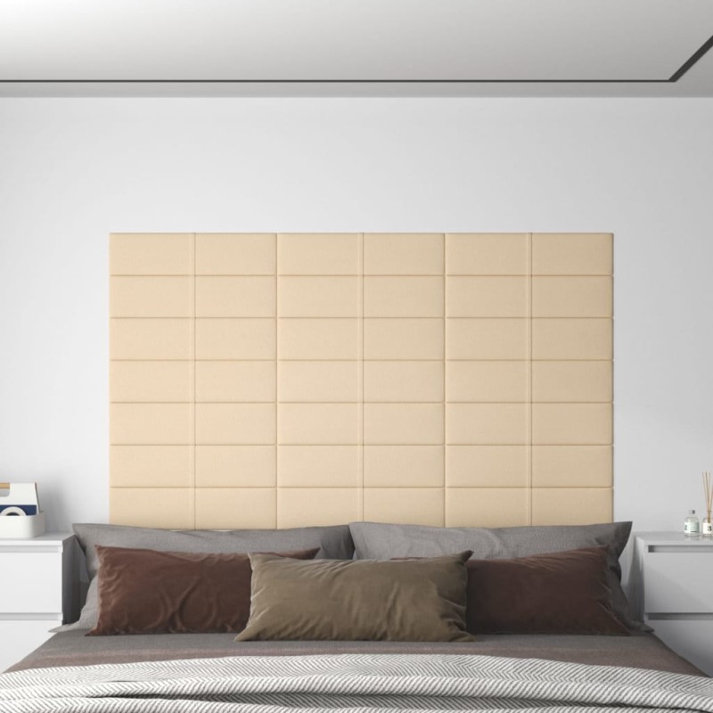 Wandpaneele 12 Stk. Creme 60x15 cm Stoff 1,08 m² Wandpaneele 12 Stk. Creme 60x15 cm Stoff 1,08 m²