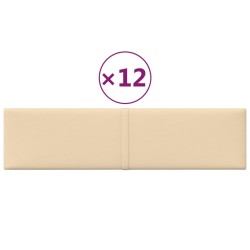 Wandpaneele 12 Stk. Creme 60x15 cm Stoff 1,08 m²