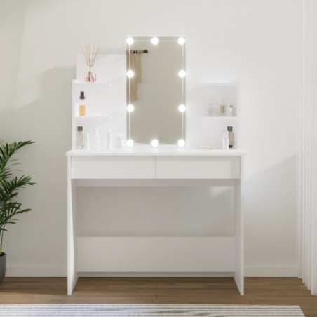 vidaXL Schminktisch mit LED Weiß 96x40x142 cm