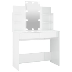 vidaXL Schminktisch mit LED Hochglanz-Weiß 96x40x142 cm