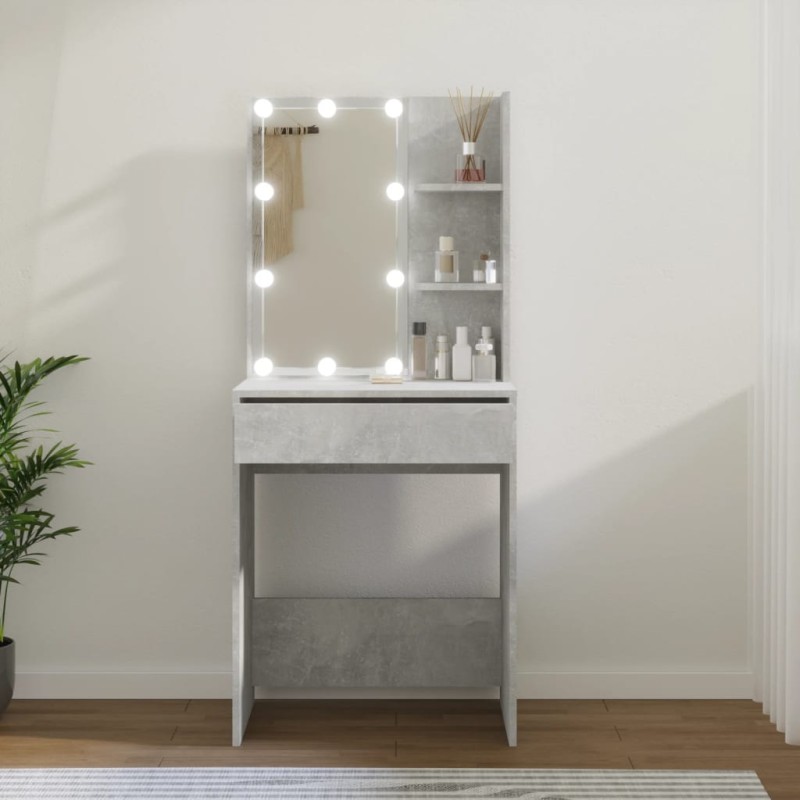 vidaXL Schminktisch mit LED Betongrau 60x40x140 cm vidaXL Schminktisch mit LED Betongrau 60x40x140 cm