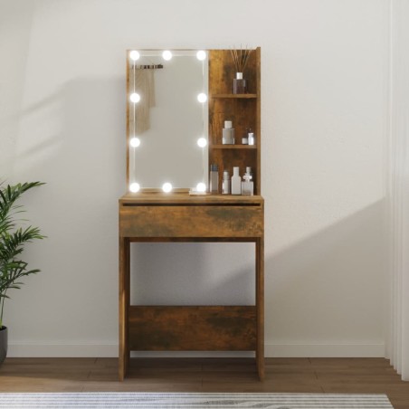 vidaXL Schminktisch mit LED Räuchereiche 60x40x140 cm