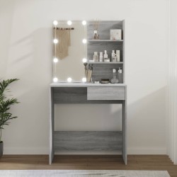vidaXL Schminktisch mit LED Grau Sonoma 74,5x40x141 cm