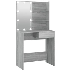 vidaXL Schminktisch mit LED Grau Sonoma 74,5x40x141 cm
