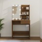 vidaXL Schminktisch mit LED Braun Eiche 74,5x40x141 cm vidaXL Schminktisch mit LED Braun Eiche 74,5x40x141 cm