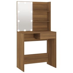 vidaXL Schminktisch mit LED Braun Eiche 74,5x40x141 cm
