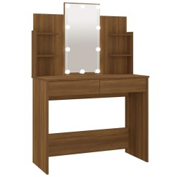 vidaXL Schminktisch mit LED Braun Eichen-Optik 96x40x142 cm