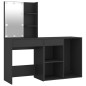 vidaXL LED-Schminktisch mit Schrank Schwarz Holzwerkstoff vidaXL LED-Schminktisch mit Schrank Schwarz Holzwerkstoff