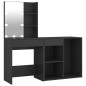 vidaXL LED-Schminktisch mit Schrank Schwarz Holzwerkstoff vidaXL LED-Schminktisch mit Schrank Schwarz Holzwerkstoff