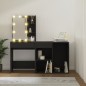vidaXL LED-Schminktisch mit Schrank Schwarz Holzwerkstoff vidaXL LED-Schminktisch mit Schrank Schwarz Holzwerkstoff