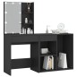 vidaXL LED-Schminktisch mit Schrank Schwarz Holzwerkstoff vidaXL LED-Schminktisch mit Schrank Schwarz Holzwerkstoff