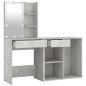 vidaXL LED-Schminktisch mit Schrank Betongrau Holzwerkstoff vidaXL LED-Schminktisch mit Schrank Betongrau Holzwerkstoff