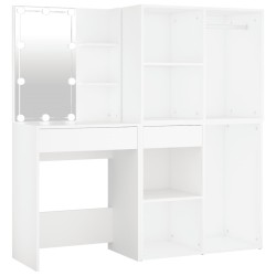 vidaXL LED-Schminktisch mit 2 Schränken Weiß Holzwerkstoff
