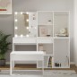 vidaXL Schminktisch-Set mit LED Weiß Holzwerkstoff vidaXL Schminktisch-Set mit LED Weiß Holzwerkstoff