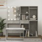 vidaXL Schminktisch-Set mit LED Betongrau Holzwerkstoff vidaXL Schminktisch-Set mit LED Betongrau Holzwerkstoff