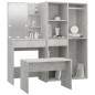 vidaXL Schminktisch-Set mit LED Betongrau Holzwerkstoff vidaXL Schminktisch-Set mit LED Betongrau Holzwerkstoff