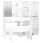 vidaXL Schminktisch-Set mit LED Hochglanz-Weiß Holzwerkstoff vidaXL Schminktisch-Set mit LED Hochglanz-Weiß Holzwerkstoff