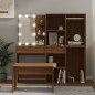 vidaXL Schminktisch-Set mit LED Braun Eichen-Optik Holzwerkstoff vidaXL Schminktisch-Set mit LED Braun Eichen-Optik Holzwerkstoff