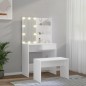 vidaXL Schminktisch-Set mit LED Weiß Holzwerkstoff vidaXL Schminktisch-Set mit LED Weiß Holzwerkstoff