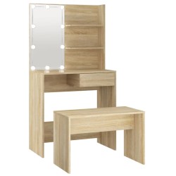 vidaXL Schminktisch-Set mit LED Sonoma-Eiche Holzwerkstoff