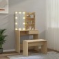 vidaXL Schminktisch-Set mit LED Sonoma-Eiche Holzwerkstoff vidaXL Schminktisch-Set mit LED Sonoma-Eiche Holzwerkstoff