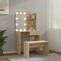 vidaXL Schminktisch-Set mit LED Sonoma-Eiche Holzwerkstoff vidaXL Schminktisch-Set mit LED Sonoma-Eiche Holzwerkstoff