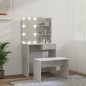vidaXL Schminktisch-Set mit LED Betongrau Holzwerkstoff vidaXL Schminktisch-Set mit LED Betongrau Holzwerkstoff