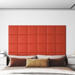 Wandpaneele 12 Stk. Rot 30x30 cm Kunstleder 1,08 m²
