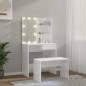 vidaXL Schminktisch-Set mit LED Hochglanz-Weiß Holzwerkstoff vidaXL Schminktisch-Set mit LED Hochglanz-Weiß Holzwerkstoff