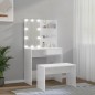 vidaXL Schminktisch-Set mit LED Hochglanz-Weiß Holzwerkstoff vidaXL Schminktisch-Set mit LED Hochglanz-Weiß Holzwerkstoff