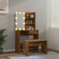 vidaXL Schminktisch-Set mit LED Räuchereiche Holzwerkstoff vidaXL Schminktisch-Set mit LED Räuchereiche Holzwerkstoff