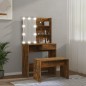 vidaXL Schminktisch-Set mit LED Räuchereiche Holzwerkstoff vidaXL Schminktisch-Set mit LED Räuchereiche Holzwerkstoff