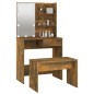 vidaXL Schminktisch-Set mit LED Räuchereiche Holzwerkstoff vidaXL Schminktisch-Set mit LED Räuchereiche Holzwerkstoff
