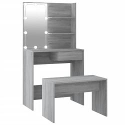 vidaXL Schminktisch-Set mit LED Grau Sonoma Holzwerkstoff
