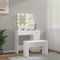 vidaXL Schminktisch-Set mit LED Weiß Holzwerkstoff vidaXL Schminktisch-Set mit LED Weiß Holzwerkstoff