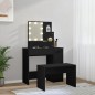 vidaXL Schminktisch-Set mit LED Schwarz Holzwerkstoff vidaXL Schminktisch-Set mit LED Schwarz Holzwerkstoff