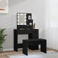 vidaXL Schminktisch-Set mit LED Schwarz Holzwerkstoff vidaXL Schminktisch-Set mit LED Schwarz Holzwerkstoff