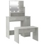 vidaXL Schminktisch-Set mit LED Betongrau Holzwerkstoff vidaXL Schminktisch-Set mit LED Betongrau Holzwerkstoff