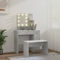 vidaXL Schminktisch-Set mit LED Betongrau Holzwerkstoff vidaXL Schminktisch-Set mit LED Betongrau Holzwerkstoff