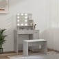 vidaXL Schminktisch-Set mit LED Betongrau Holzwerkstoff vidaXL Schminktisch-Set mit LED Betongrau Holzwerkstoff