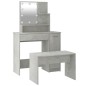 vidaXL Schminktisch-Set mit LED Betongrau Holzwerkstoff vidaXL Schminktisch-Set mit LED Betongrau Holzwerkstoff