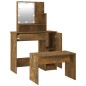 vidaXL Schminktisch-Set mit LED Räuchereiche Holzwerkstoff vidaXL Schminktisch-Set mit LED Räuchereiche Holzwerkstoff