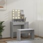vidaXL Schminktisch-Set mit LED Grau Sonoma Holzwerkstoff vidaXL Schminktisch-Set mit LED Grau Sonoma Holzwerkstoff